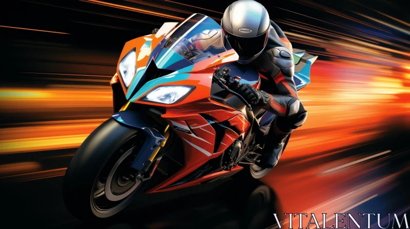 Thrilling Motorcyclist Action Scene AI Image