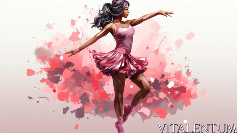 Young Woman Ballet Dancing in Pink Leotard AI Image