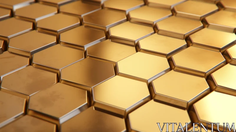 AI ART Gold Metallic Honeycomb Pattern - Close-Up Detail