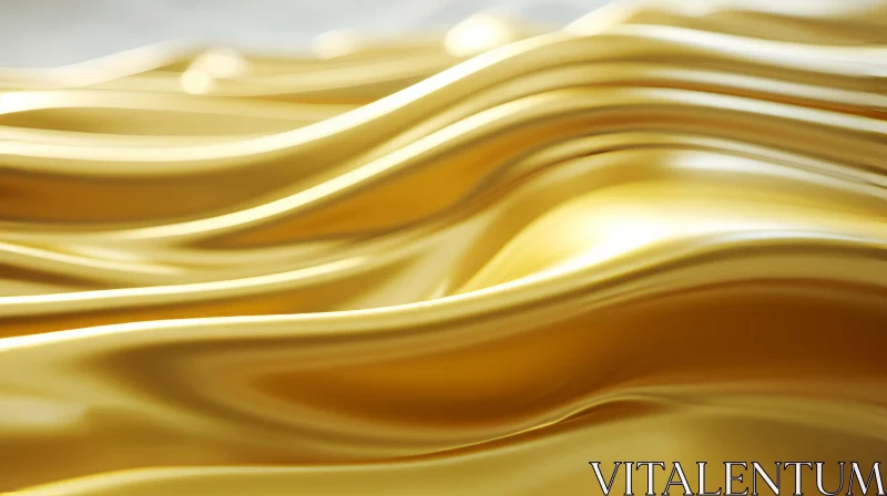 Golden Silk Fabric - Luxurious and Elegant 3D Render AI Image