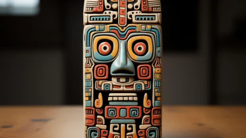 Mayan Totem 3D Rendering with Stone Carvings