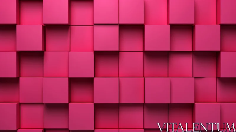 AI ART Pink Cubes Wall 3D Rendering