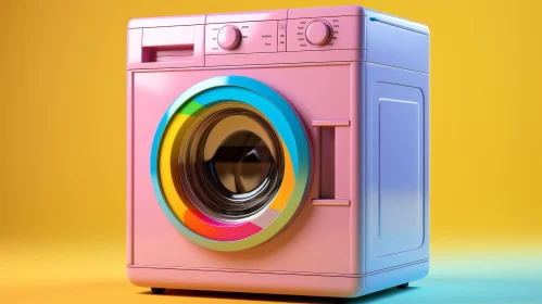 Pink Washing Machine with Rainbow Porthole