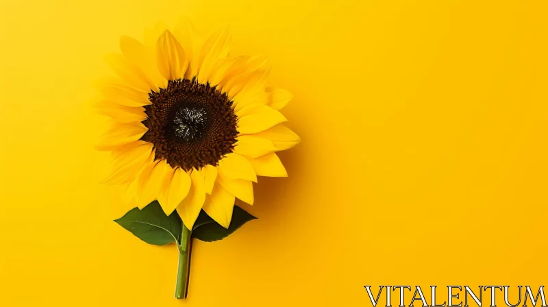 Sunflower on Yellow Background AI Image