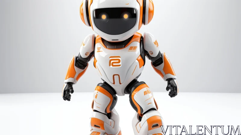 AI ART Charming White and Orange Robot - Friendly Expression