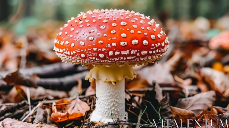 Enchanting Red Mushroom in Forest AI Image