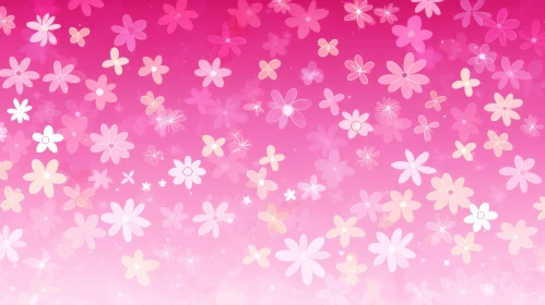 Pink Floral Background with White Flowers