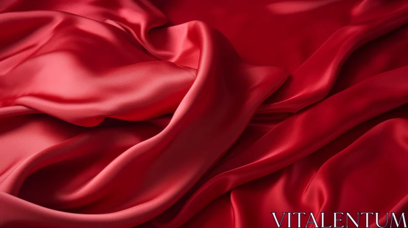 Red Silk Fabric Close-Up: Luxury and Elegance AI Image