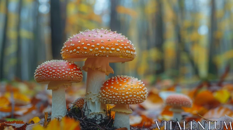 Enchanting Fly Agaric Mushrooms in Forest AI Image