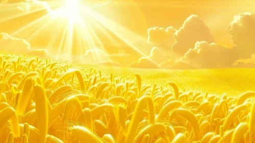 Golden Wheat Field Landscape under Sunlight
