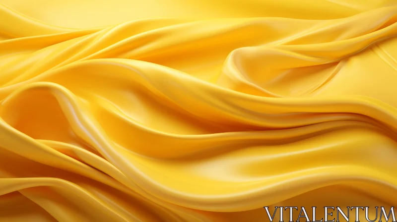 Luxurious Yellow Silk Fabric with Flowing Folds AI Image