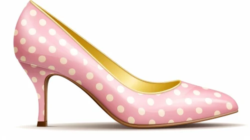 Pink High-Heeled Shoe with Polka Dots - Fashion Illustration