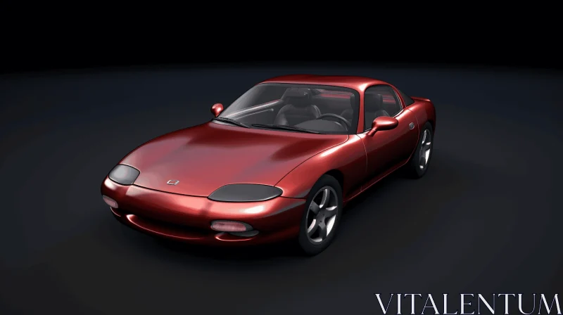 Realistic 3D Model of a Red Sports Car with Vignetting Effect AI Image