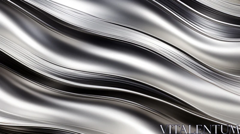 Silver Metallic Waves - 3D Rendering AI Image