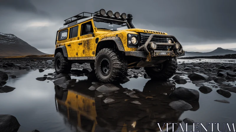 Captivating Yellow Land Rover Defender: An Artistic Exploration AI Image