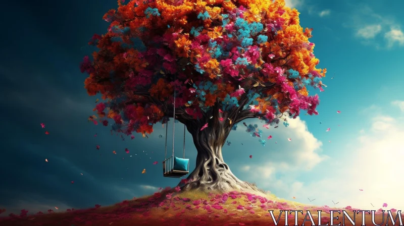 Enchanting Surreal Tree with Swing AI Image