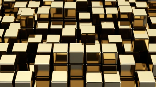 Luxurious Gold Cube Pattern - 3D Rendering