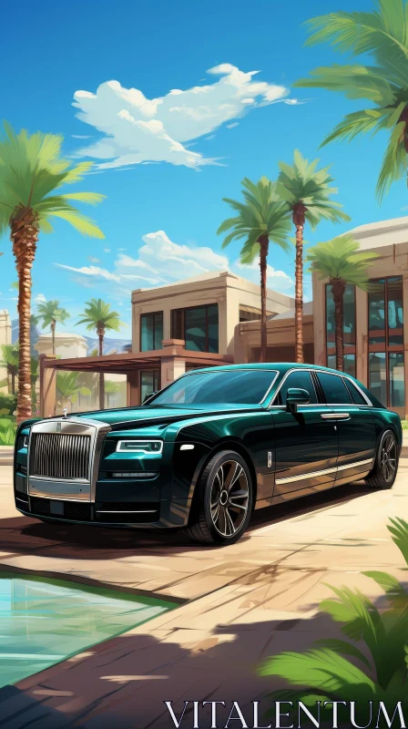 Luxurious Rolls-Royce Ghost and Modern House AI Image