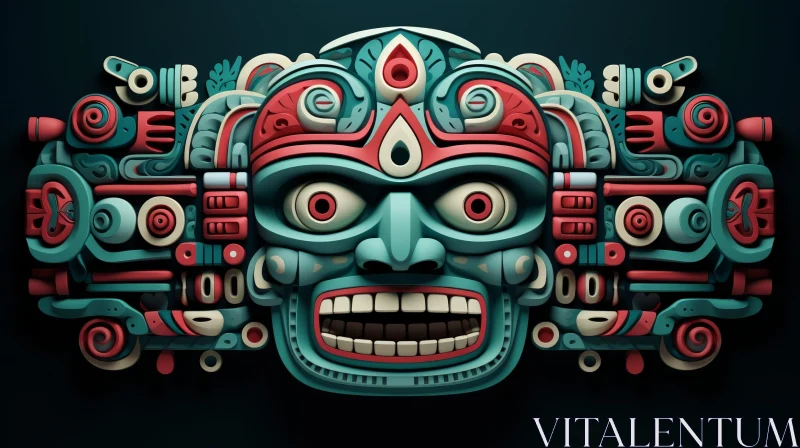 AI ART Mayan Mask 3D Illustration - Unique Artwork