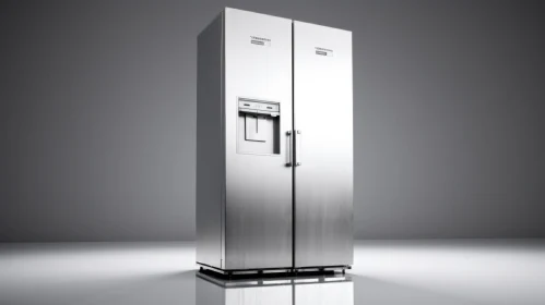 Modern Stainless Steel Refrigerator with Digital Display and Water Dispenser
