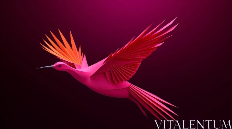 AI ART Pink Hummingbird 3D Rendering