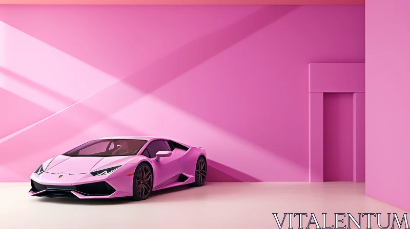 Pink Lamborghini Aventador SVJ in Minimalistic Room AI Image