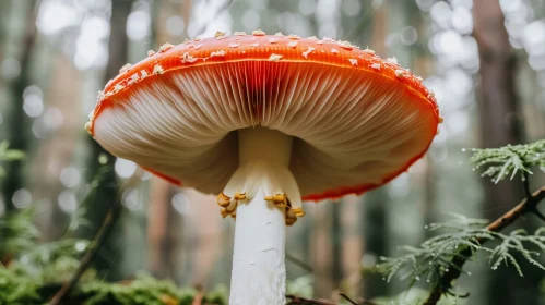 Red Mushroom in Forest - Macro Nature Photography