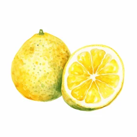 Ripe Lemon Watercolour Illustration | Organic Style