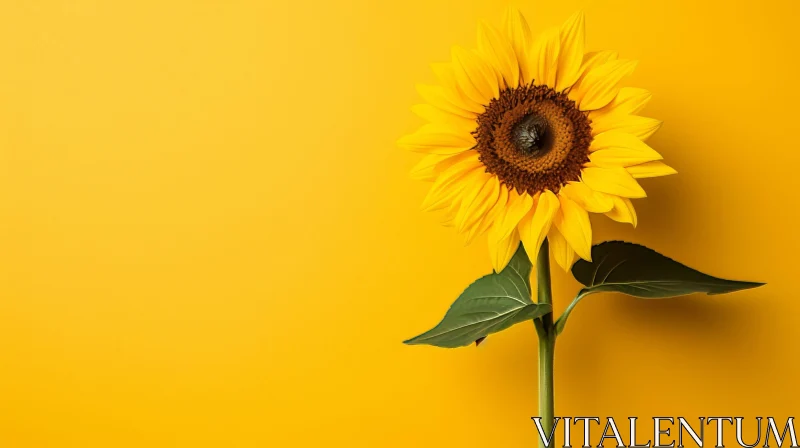 Sunflower Bloom on Yellow Background AI Image