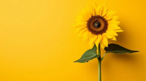 Sunflower Bloom on Yellow Background