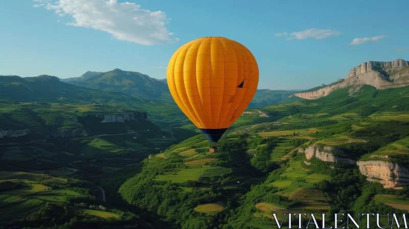 Tranquil Hot Air Balloon Landscape in Nature AI Image