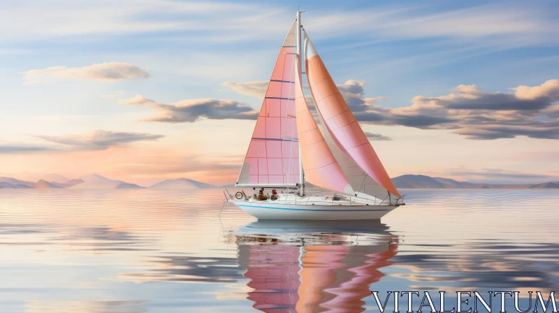 Tranquil Sailboat Scene at Sunset AI Image