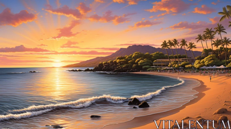 Tranquil Sunset Over Ocean - Beautiful Scene AI Image