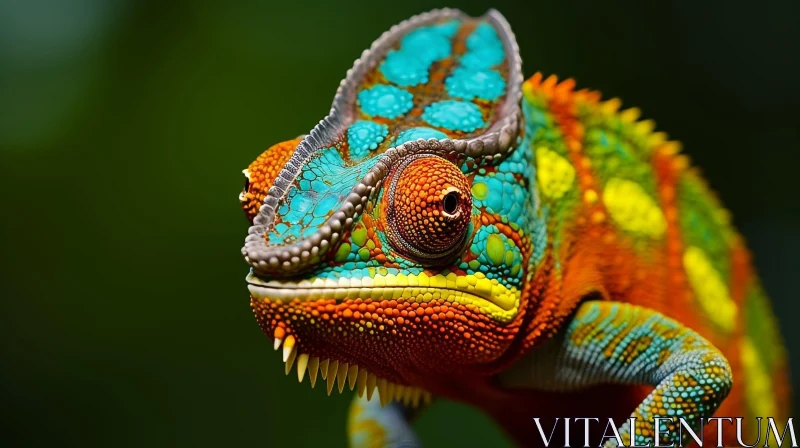 AI ART Colorful Chameleon Close-Up