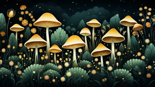 Enigmatic Forest Mushroom Illustration