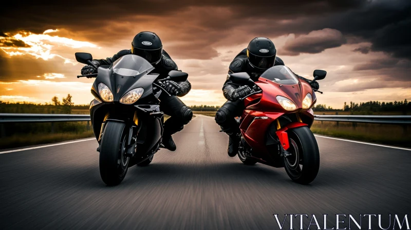 Intense Motorcycle Racing Scene AI Image