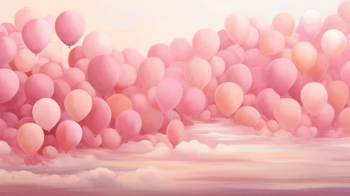 Pink Balloons Sky Illustration