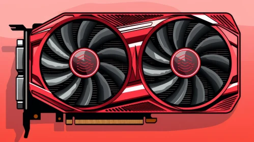 Red and Black Graphics Card Illustration - Technology Artwork