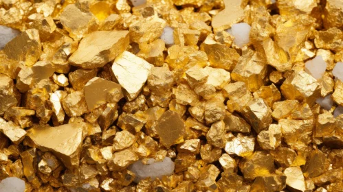 Shimmering Gold Nugget Stack on White Background