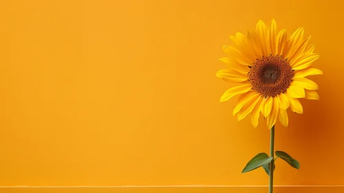 Sunflower Bloom on Yellow Background