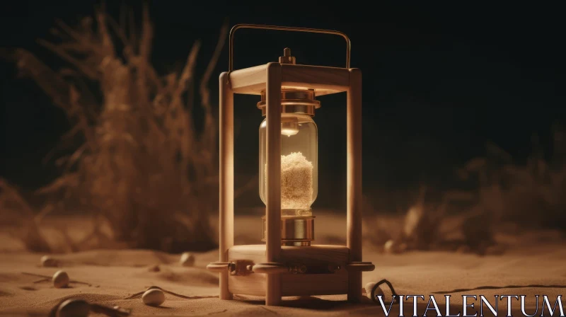 Unique 3D Wooden Lantern with Glowing Liquid AI Image
