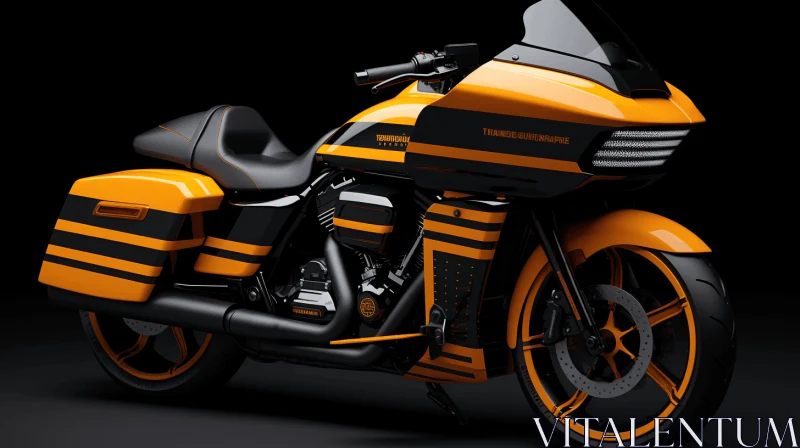 Captivating Orange and Black Motorcycle on Dark Background - High-Quality Image AI Image