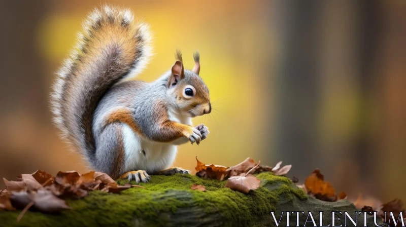 AI ART Curious Squirrel on Tree Branch - Wildlife Photography