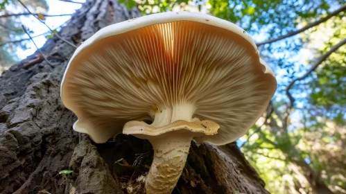 Enchanting Mushroom on Tree Trunk