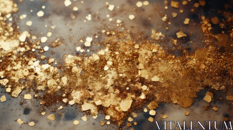 Luxurious Gold Flakes on Dark Marble - Close-Up View AI Image