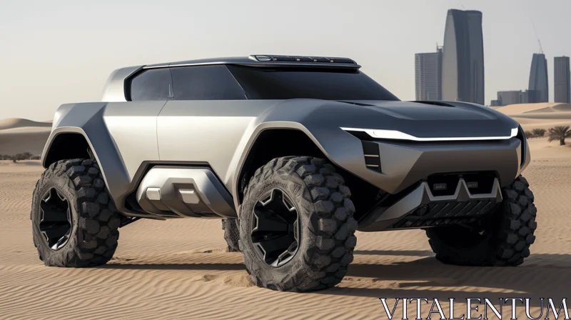 Powerful Concept Vehicle in Desert | Gray and Black Design AI Image
