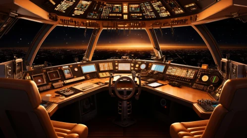 Spaceship Control Room Interior - Sci-Fi Technology Scene