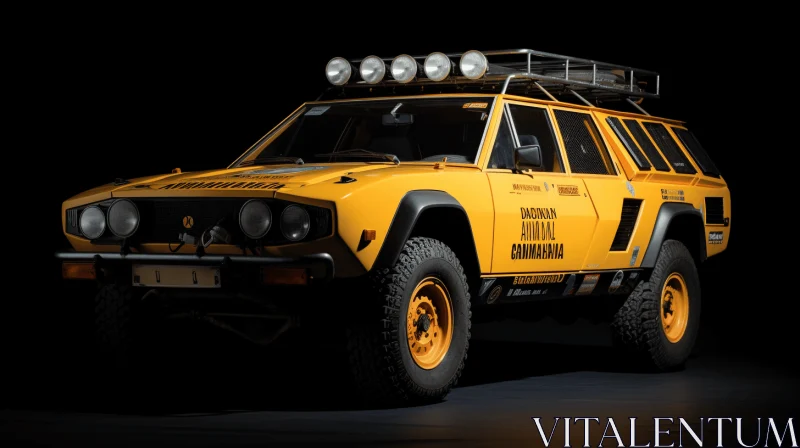 Yellow Off Road Vehicle on Black Surface - Photorealistic Renderings AI Image