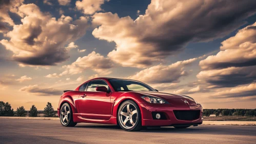 Captivating Mazda Sports Car on Road with Clouds | Artistic Photography