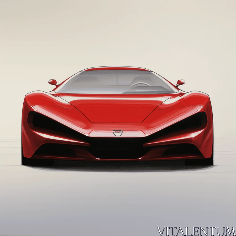 Captivating Red Futuristic Sports Car Illustration
